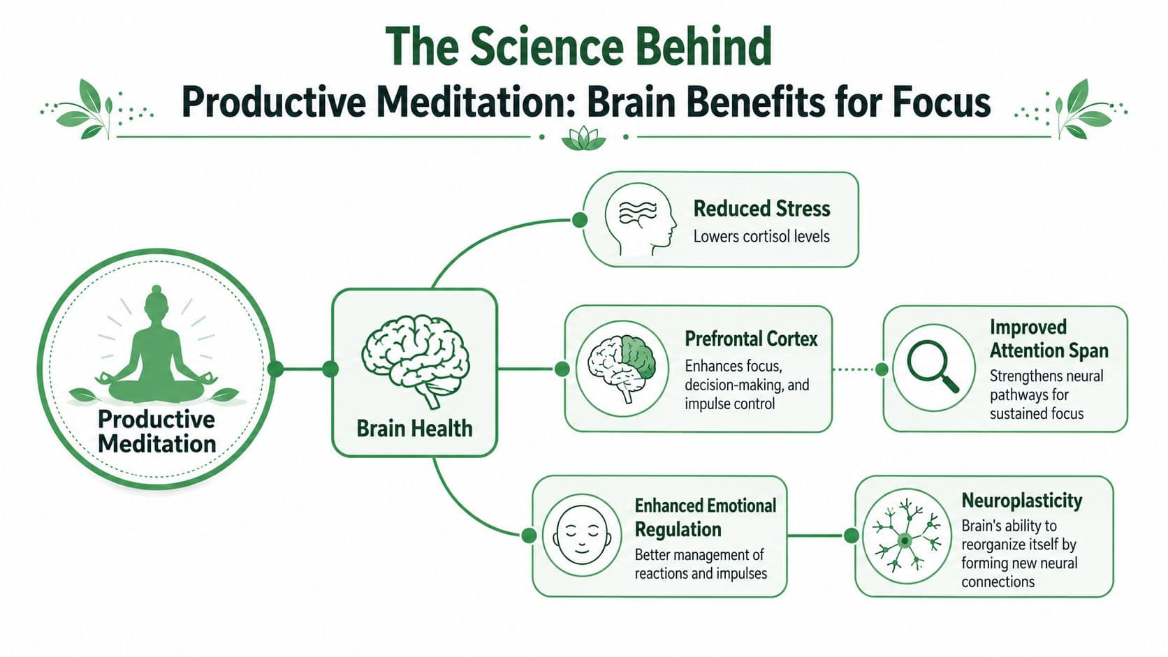 Brain health benefits of productive meditation for enhanced focus