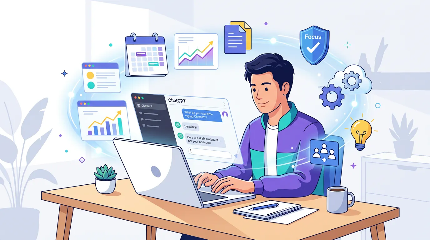 ChatGPT productivity plugins and tools illustration showing AI-powered workflow