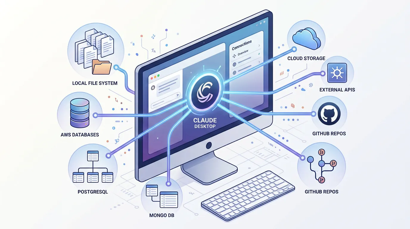 Claude Desktop MCP setup connecting to multiple data sources and tools