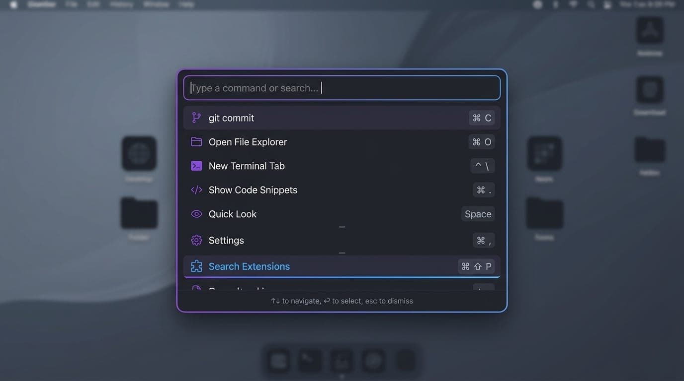 Raycast launcher interface showing command palette with extensions