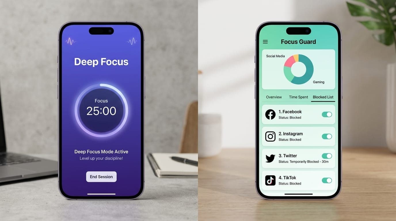 Opal and Freedom app interfaces displayed side-by-side for comparison