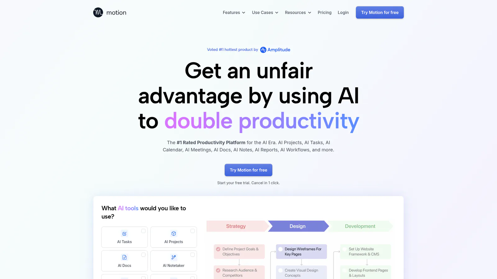 Motion AI scheduling interface