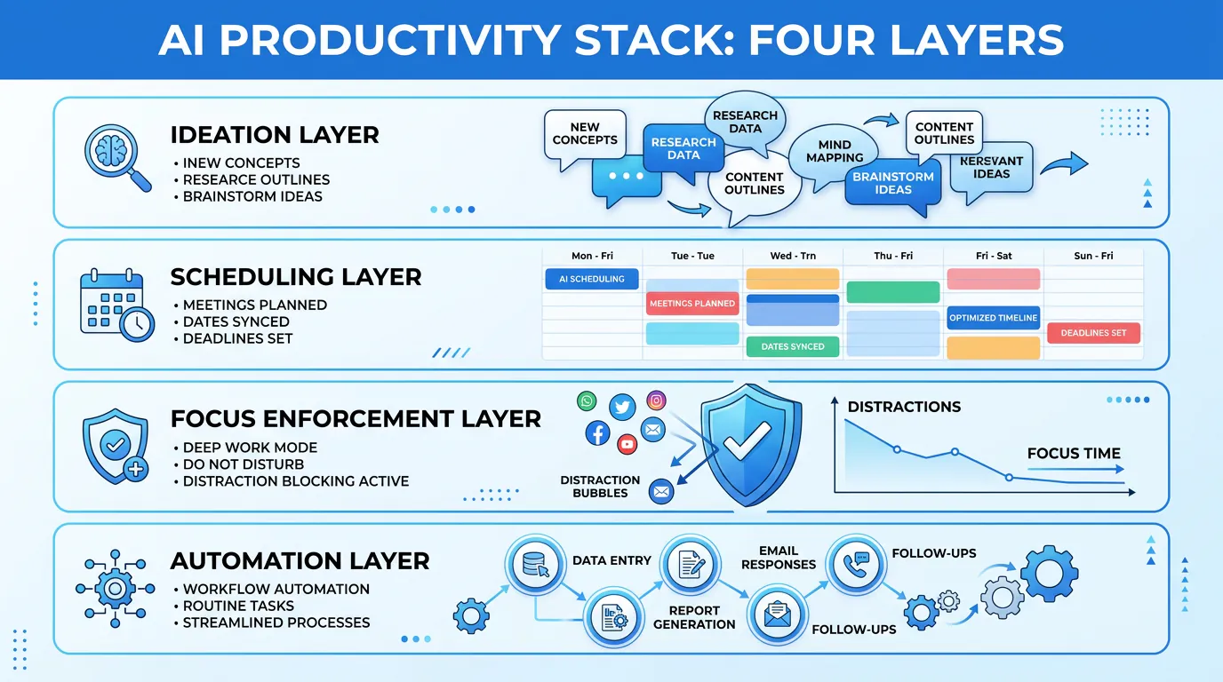 AI productivity coach categories and workflow layers