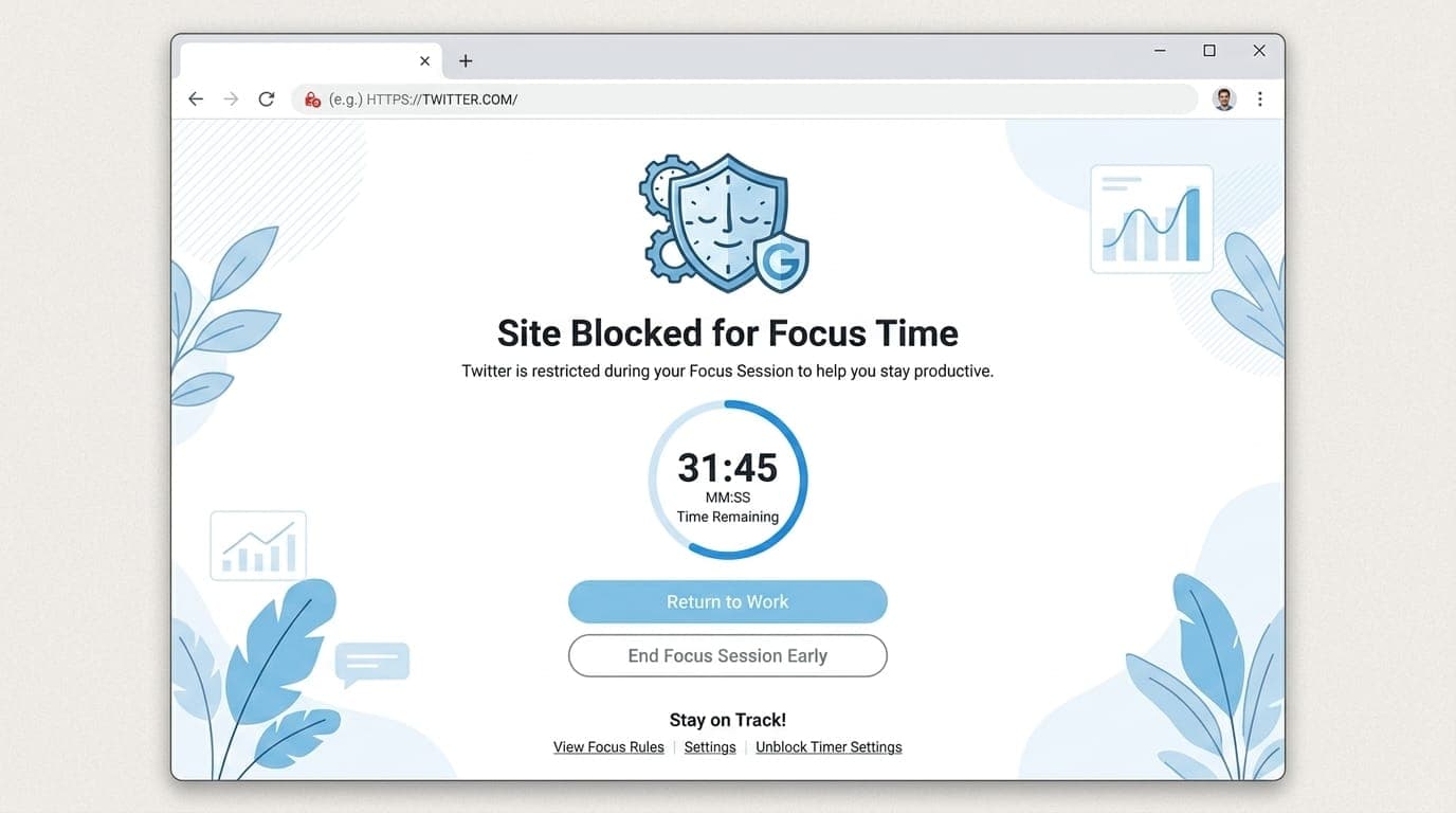 StayFocusd Chrome extension blocking a social media website during work hours