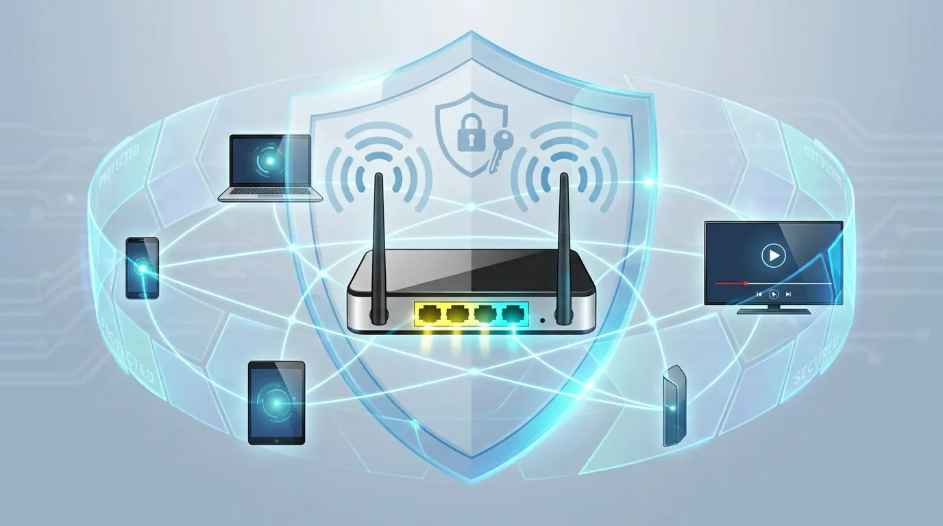 Router with DNS shield protecting multiple connected devices on home network