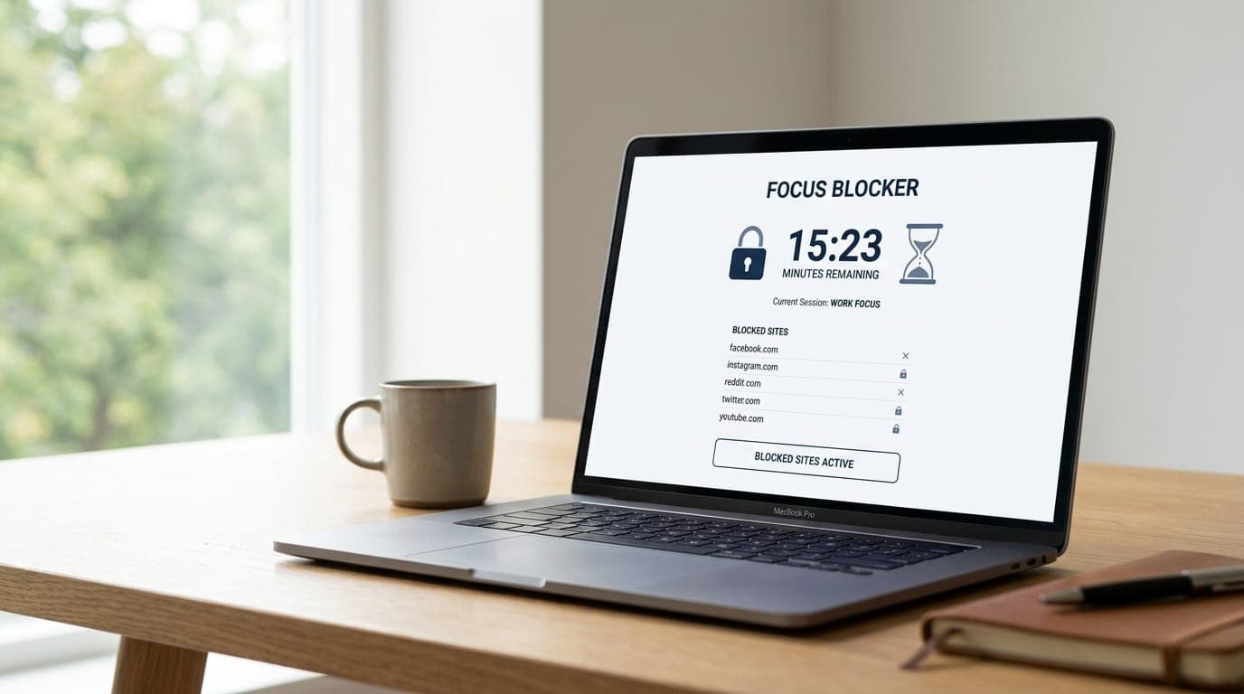 Mac computer displaying SelfControl distraction blocker interface