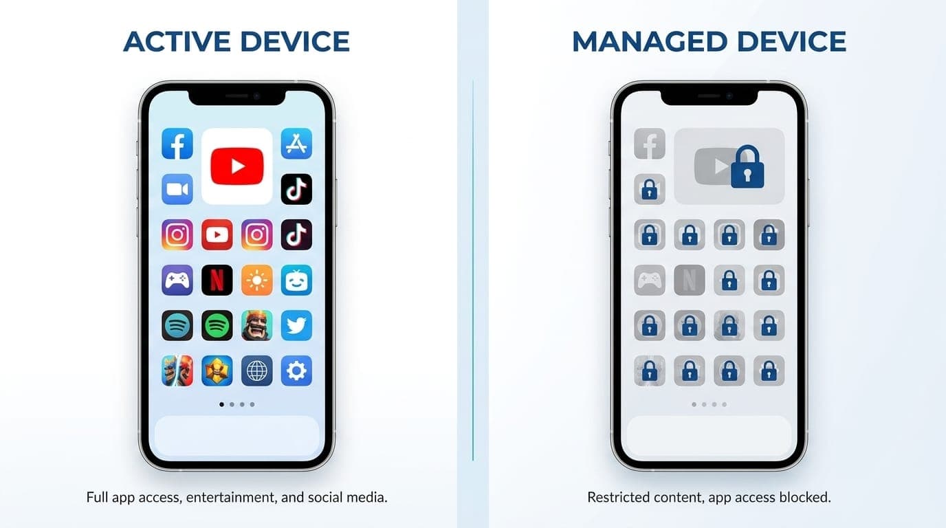 Comparison of smartphone before and after using distraction blocking app