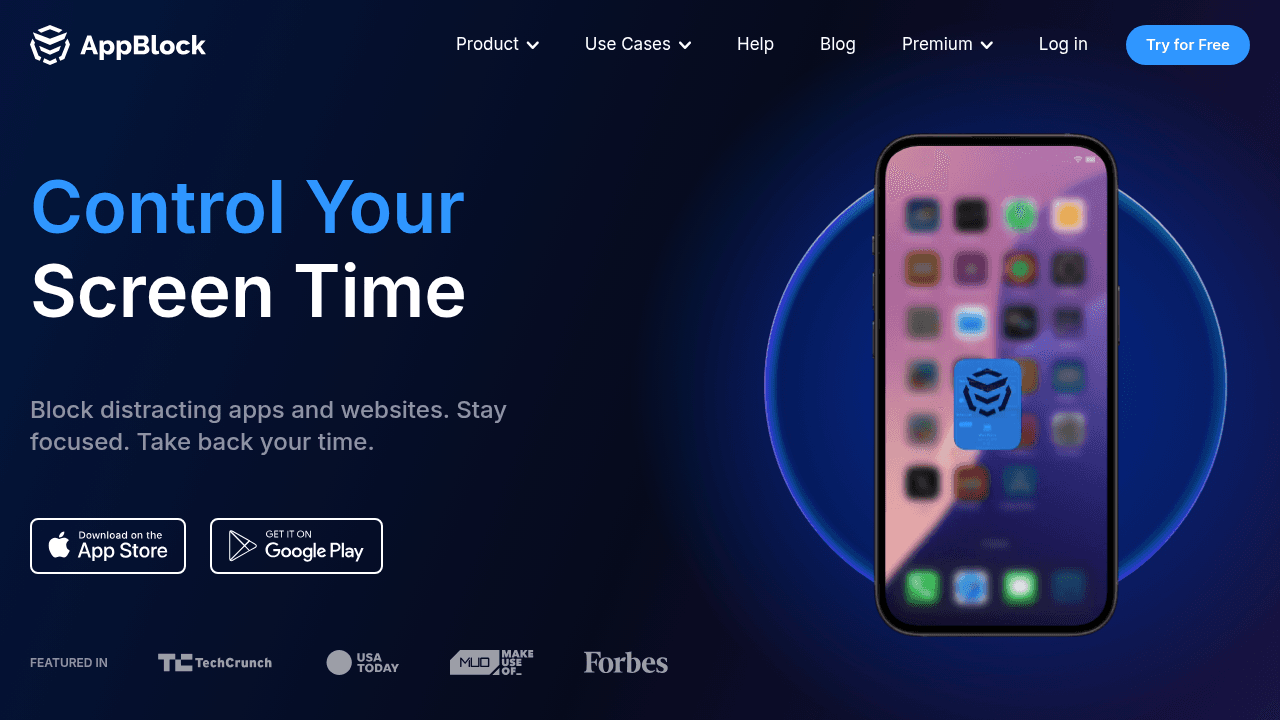 Screenshot of https://appblock.app
